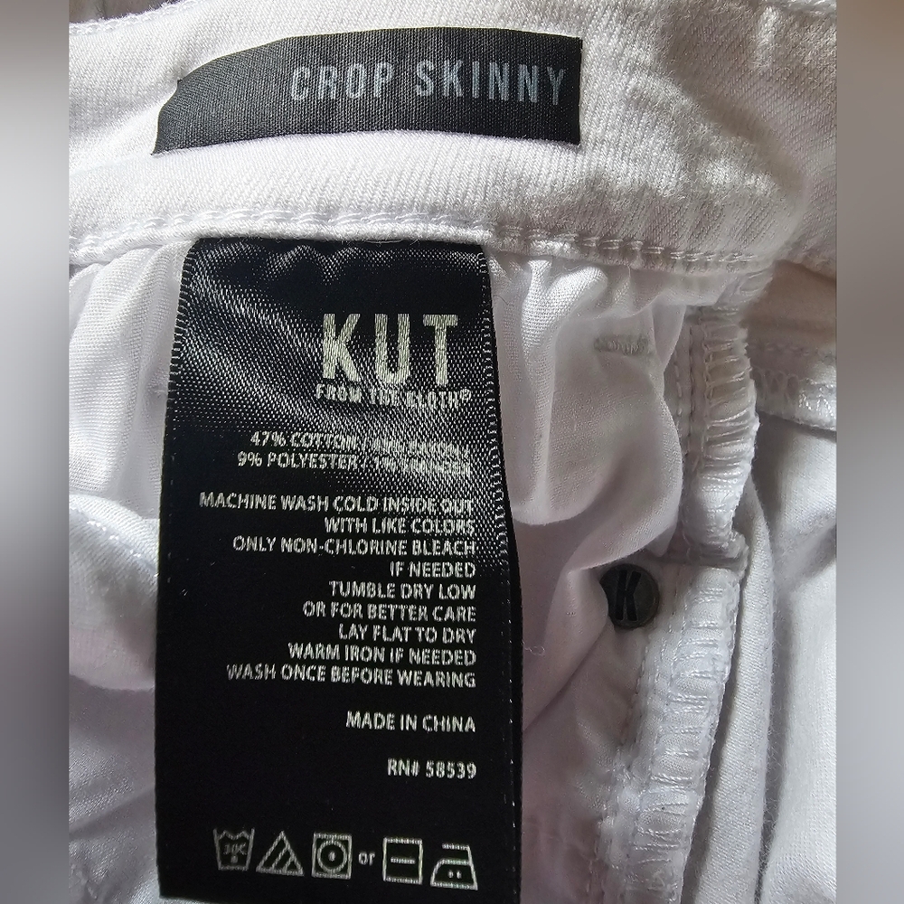 Kut from the Kloth Crop Skinny White Size 2 Stretch Jeans 27" Waist X 20" Inseam - Picture 7 of 15